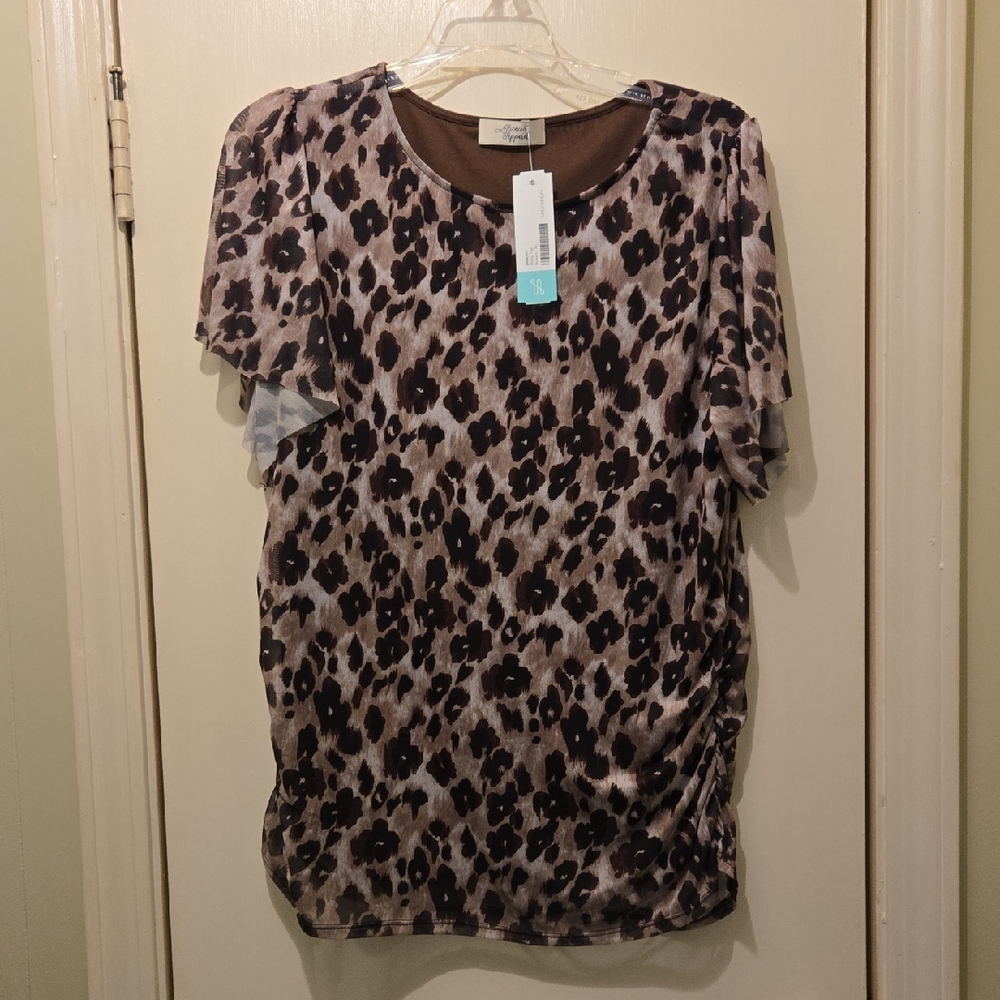 Beacon Ruched Blouse in Brown and Black